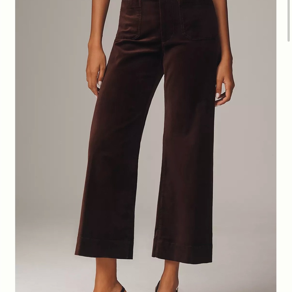 Anthropologie red The Colette Cropped Wide-Leg Pants by Maeve: Velvet Edition